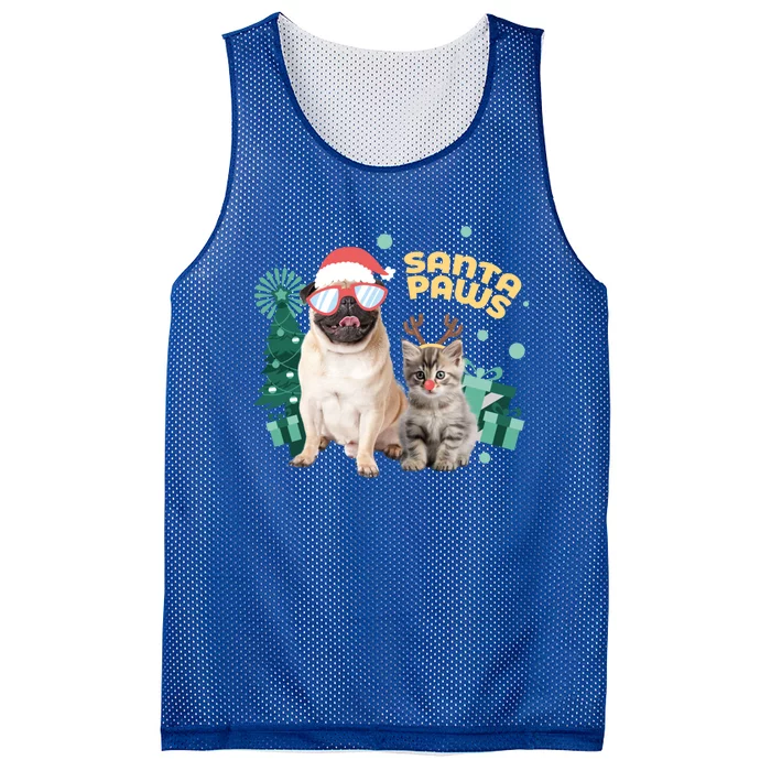 Christmas Santa Paws Gift Mesh Reversible Basketball Jersey Tank