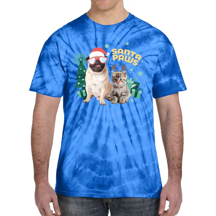 Christmas Santa Paws Gift Tie-Dye T-Shirt