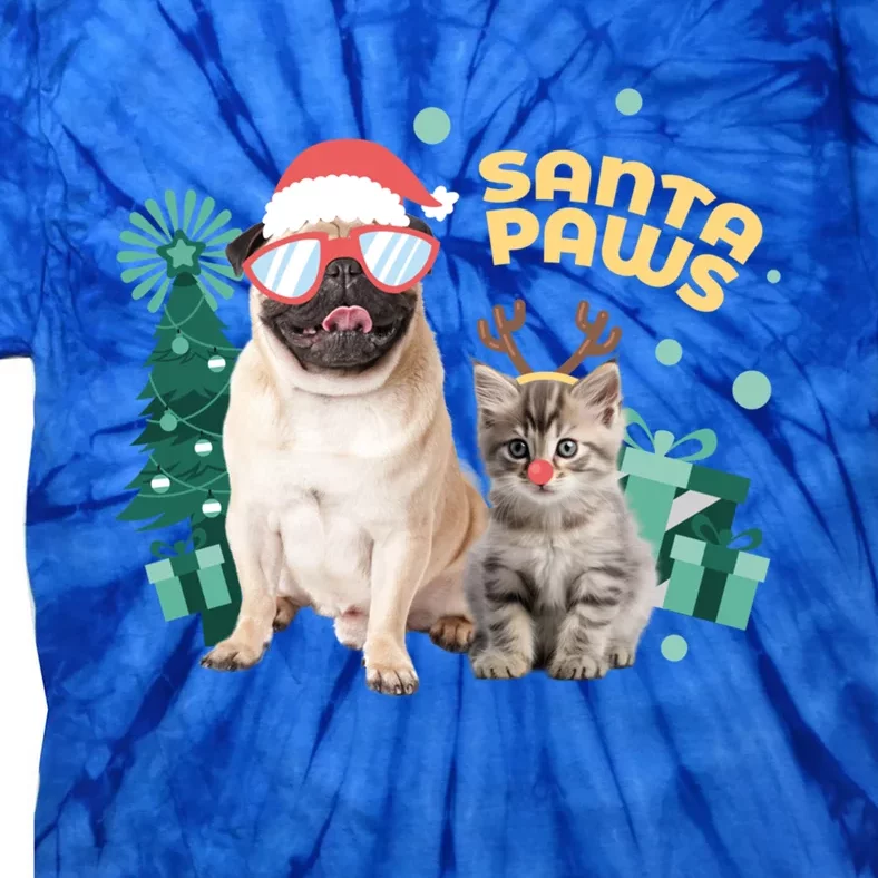 Christmas Santa Paws Gift Tie-Dye T-Shirt