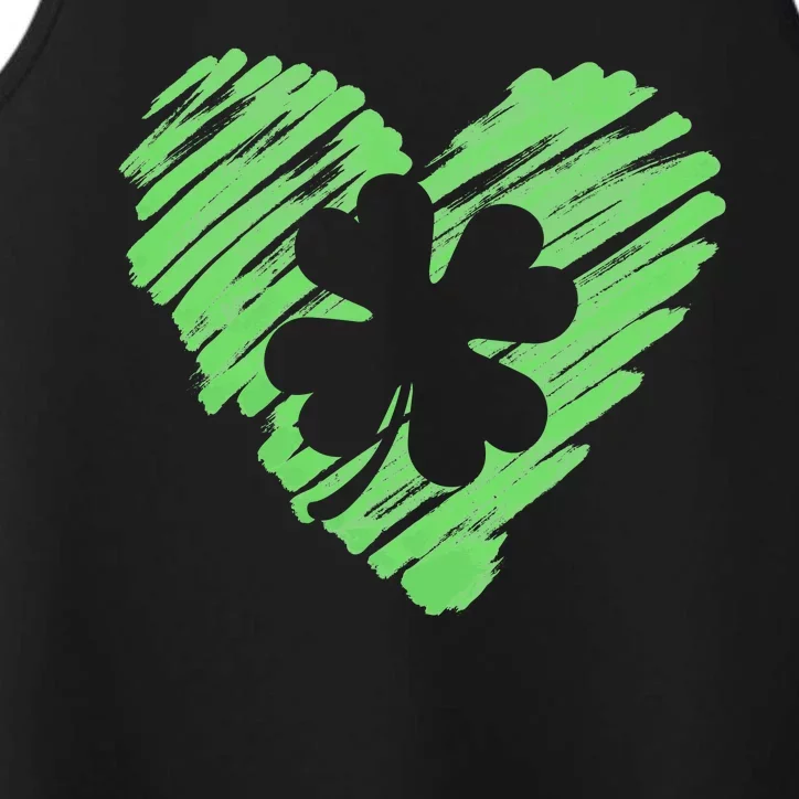 Cute St Patrick's Day Scribble Shamrock Heart Performance Tank