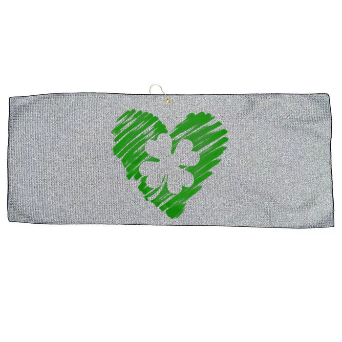 Cute St Patrick's Day Scribble Shamrock Heart Large Microfiber Waffle Golf Towel