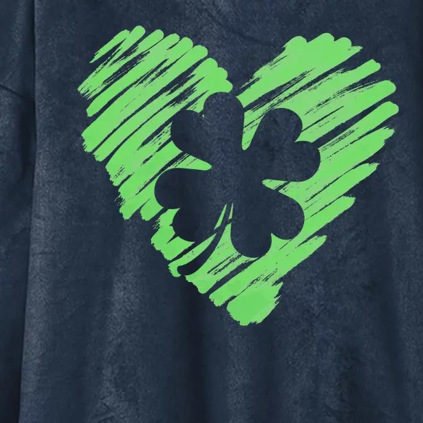 Cute St Patrick's Day Scribble Shamrock Heart Hooded Wearable Blanket