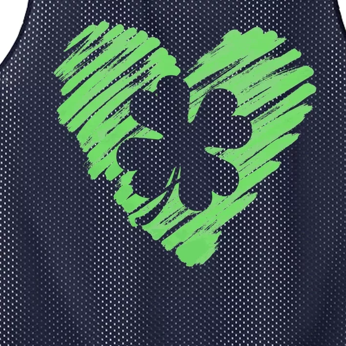 Cute St Patrick's Day Scribble Shamrock Heart Mesh Reversible Basketball Jersey Tank