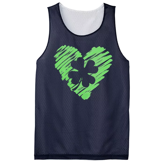 Cute St Patrick's Day Scribble Shamrock Heart Mesh Reversible Basketball Jersey Tank