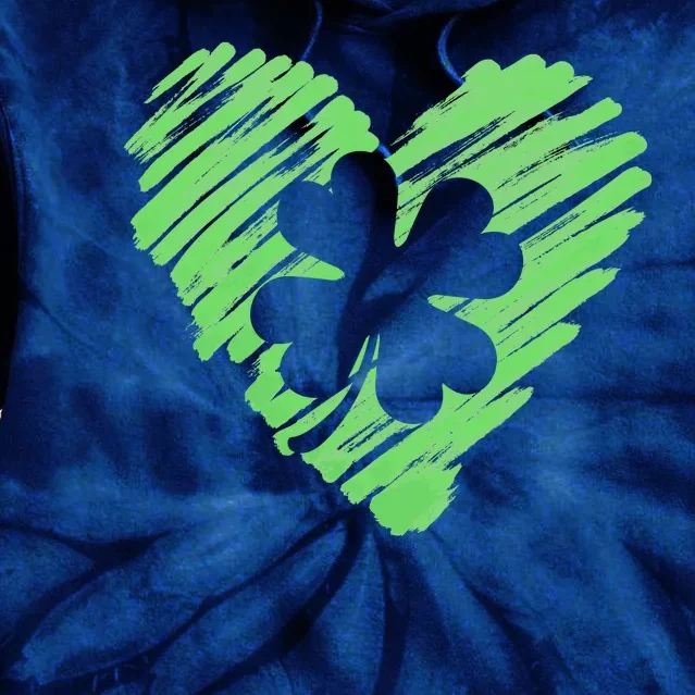 Cute St Patrick's Day Scribble Shamrock Heart Tie Dye Hoodie