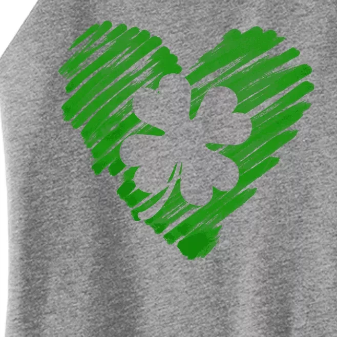 Cute St Patrick's Day Scribble Shamrock Heart Women’s Perfect Tri Rocker Tank