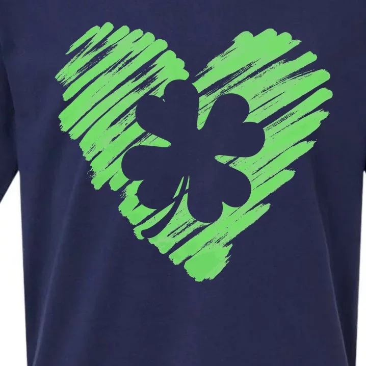 Cute St Patrick's Day Scribble Shamrock Heart Sueded Cloud Jersey T-Shirt