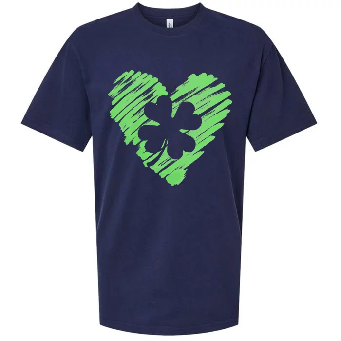 Cute St Patrick's Day Scribble Shamrock Heart Sueded Cloud Jersey T-Shirt