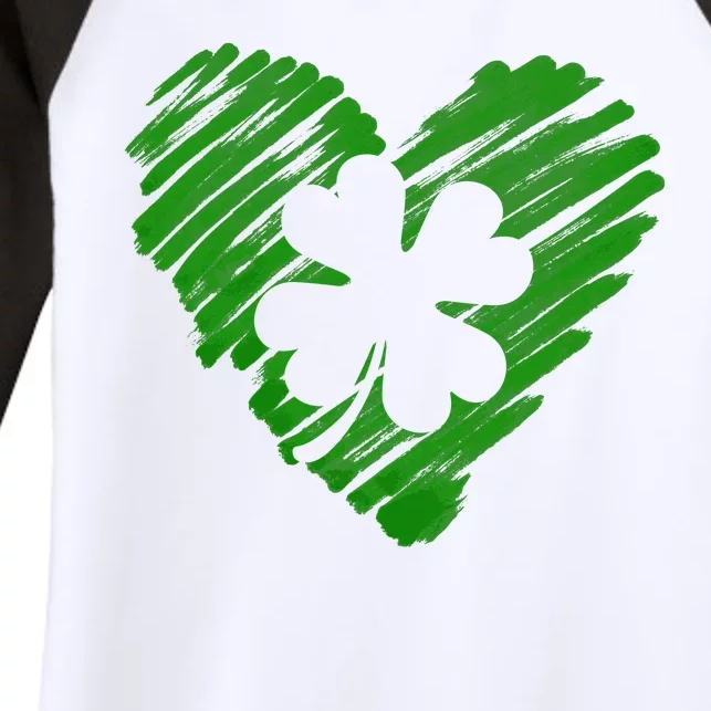 Cute St Patrick's Day Scribble Shamrock Heart Women's Tri-Blend 3/4-Sleeve Raglan Shirt