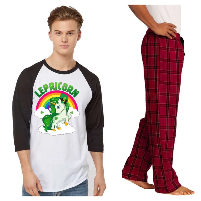 Cute St Patricks Day Rainbow Lepricorn Unicorn Leprechaun Raglan Sleeve Pajama Set