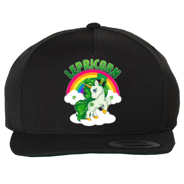 Cute St Patricks Day Rainbow Lepricorn Unicorn Leprechaun Wool Snapback Cap