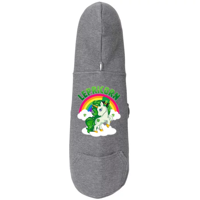 Cute St Patricks Day Rainbow Lepricorn Unicorn Leprechaun Doggie 3-End Fleece Hoodie