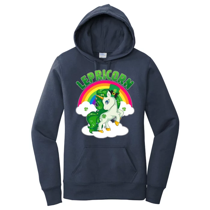 Cute St Patricks Day Rainbow Lepricorn Unicorn Leprechaun Women's Pullover Hoodie