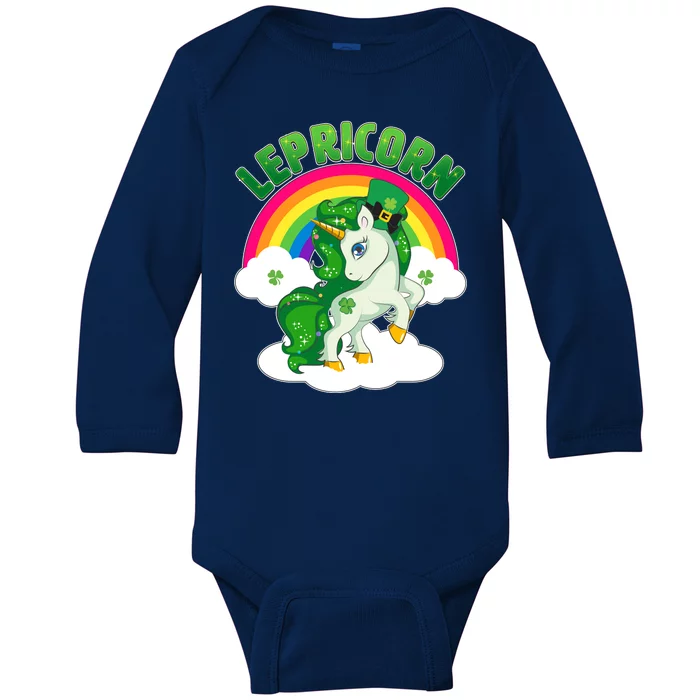 Cute St Patricks Day Rainbow Lepricorn Unicorn Leprechaun Baby Long Sleeve Bodysuit