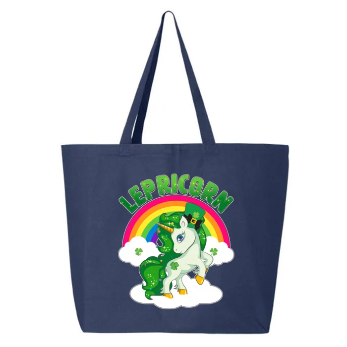 Cute St Patricks Day Rainbow Lepricorn Unicorn Leprechaun 25L Jumbo Tote