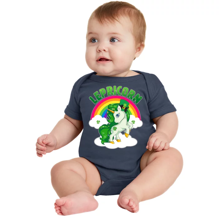 Cute St Patricks Day Rainbow Lepricorn Unicorn Leprechaun Baby Bodysuit