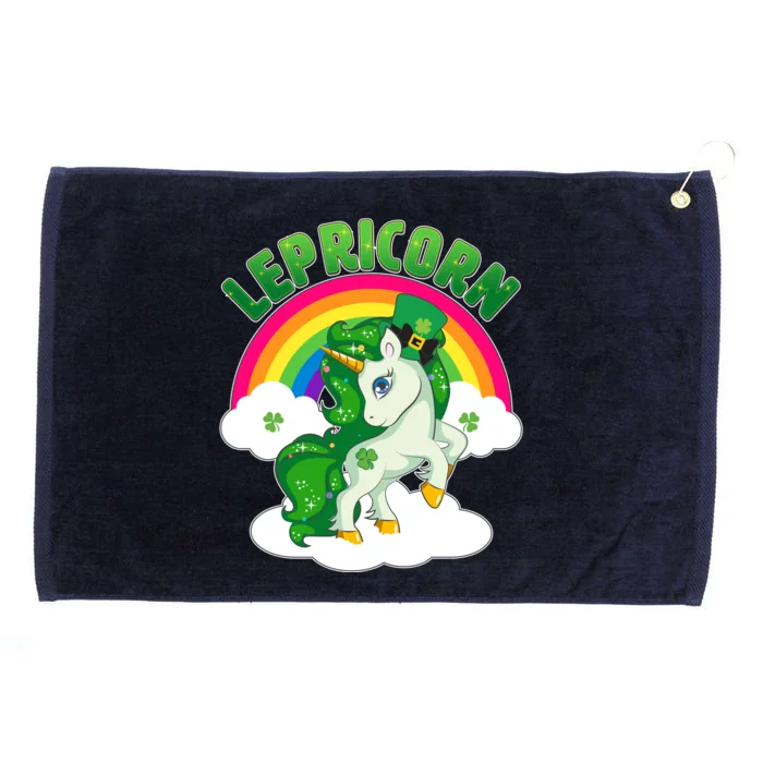 Cute St Patricks Day Rainbow Lepricorn Unicorn Leprechaun Grommeted Golf Towel