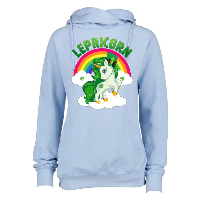 Cute St Patricks Day Rainbow Lepricorn Unicorn Leprechaun Womens Funnel Neck Pullover Hood