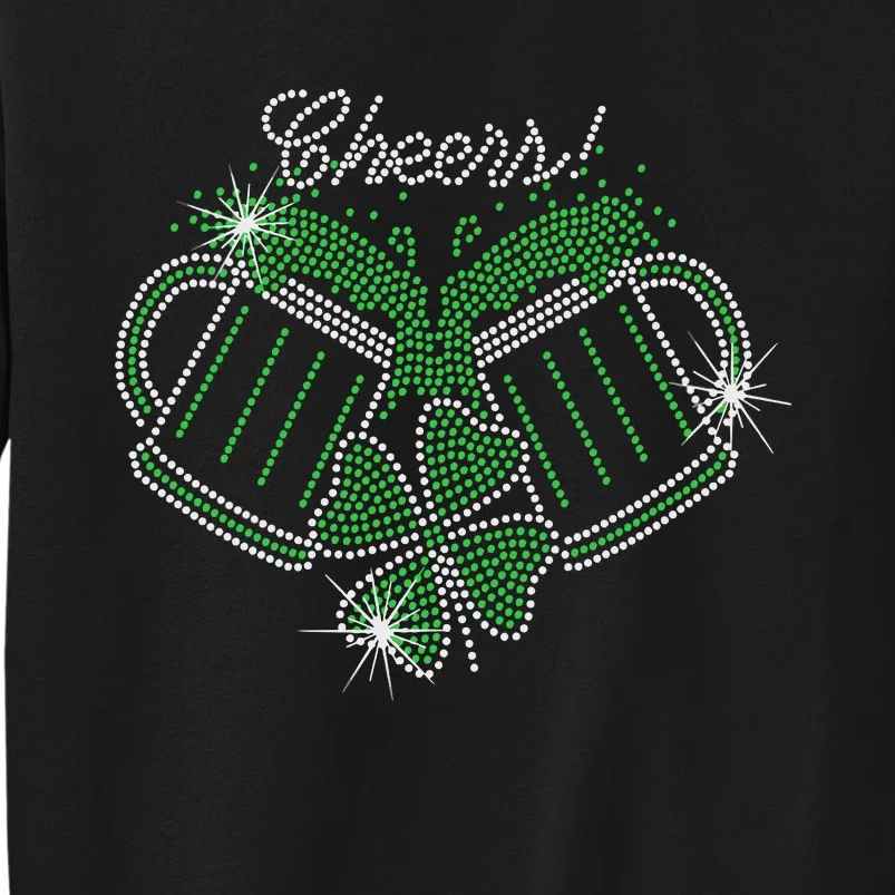 Cheers St Patricks Day Drink Beer Bling Rhinestone Shamrock Sweatshirt