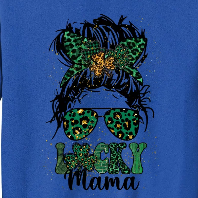 Cute St Patricks Day Messy Bun Shamrock For Lucky Mama Gift Tall Sweatshirt