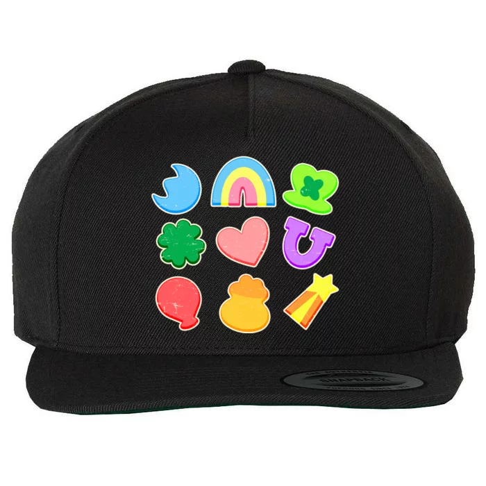 Cute St Patricks Day Marshmallow Shapes Wool Snapback Cap