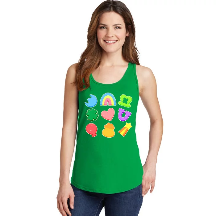 Cute St Patricks Day Marshmallow Shapes Ladies Essential Tank