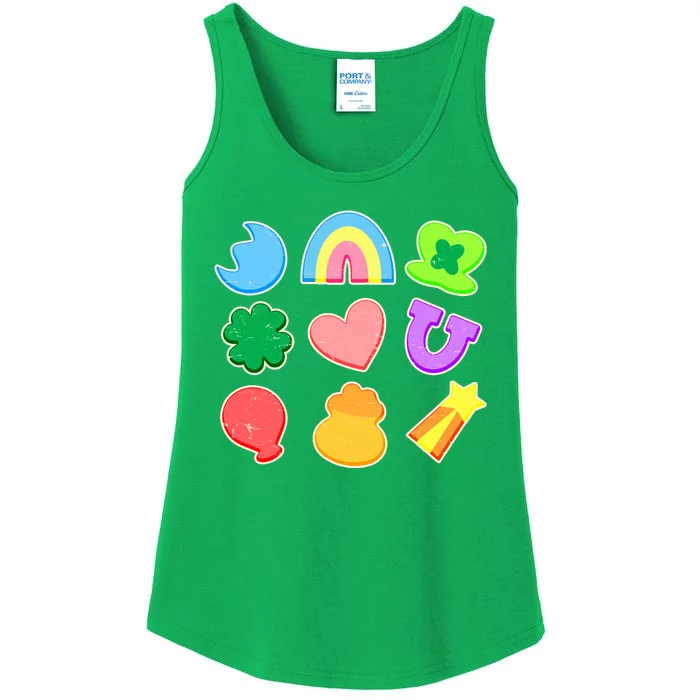 Cute St Patricks Day Marshmallow Shapes Ladies Essential Tank