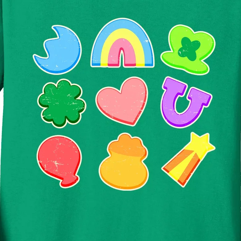 Cute St Patricks Day Marshmallow Shapes Kids Long Sleeve Shirt