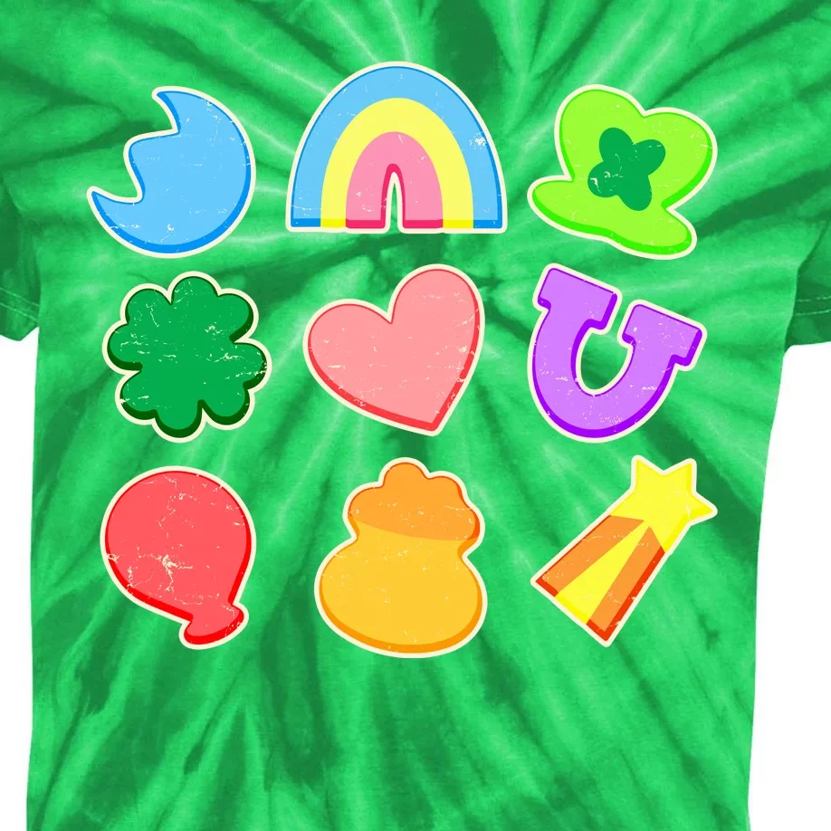 Cute St Patricks Day Marshmallow Shapes Kids Tie-Dye T-Shirt