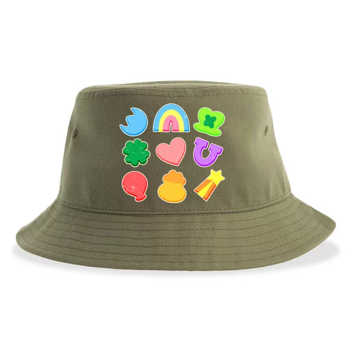 Cute St Patricks Day Marshmallow Shapes Sustainable Bucket Hat