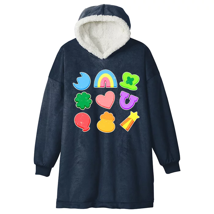 Cute St Patricks Day Marshmallow Shapes Hooded Wearable Blanket