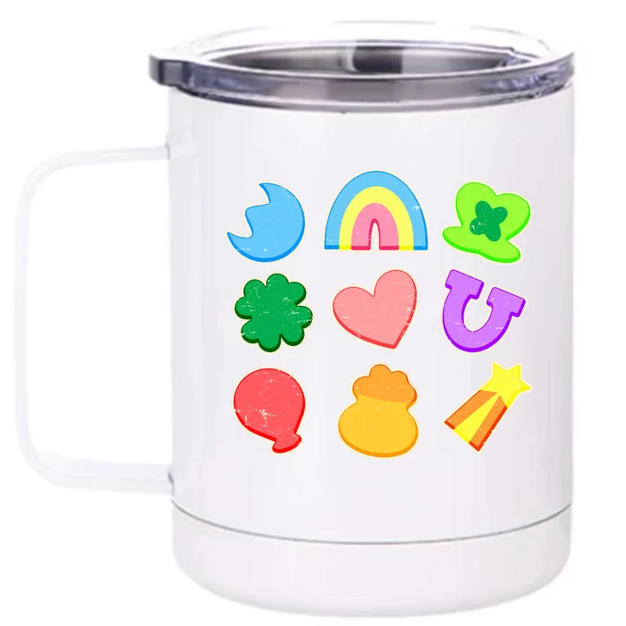 Cute St Patricks Day Marshmallow Shapes Front & Back 12oz Stainless Steel Tumbler Cup