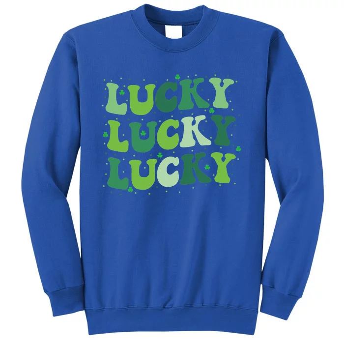 Cute St Patricks Day Lucky Retro Groovy Green Shamrock Sweatshirt