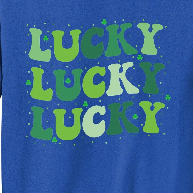 Cute St Patricks Day Lucky Retro Groovy Green Shamrock Tall Sweatshirt