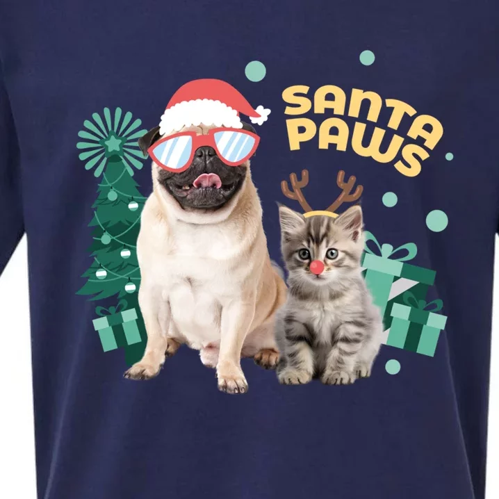 Christmas Santa Paws Gift Sueded Cloud Jersey T-Shirt