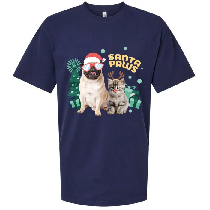 Christmas Santa Paws Gift Sueded Cloud Jersey T-Shirt