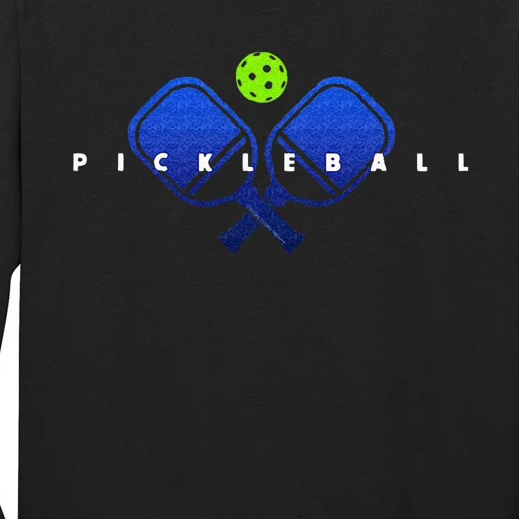 Cool Stylized Pickleball with Paddles and Ball Pickleball Tall Long Sleeve T-Shirt