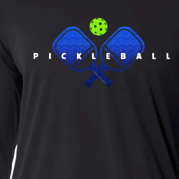 Cool Stylized Pickleball with Paddles and Ball Pickleball Cooling Performance Long Sleeve Crew