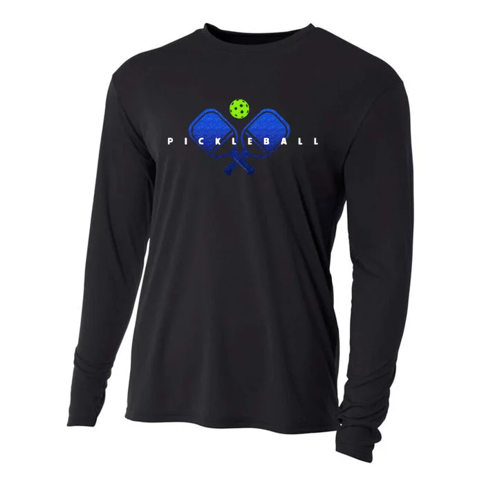 Cool Stylized Pickleball with Paddles and Ball Pickleball Cooling Performance Long Sleeve Crew