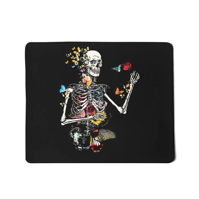 Cool Skeleton Plant Nature Flower Halloween Mousepad