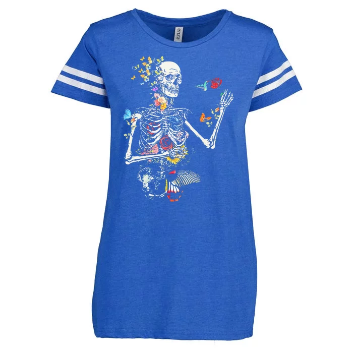 Cool Skeleton Plant Nature Flower Halloween Enza Ladies Jersey Football T-Shirt