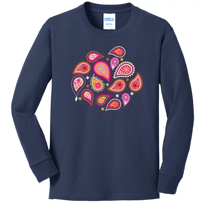 Colorful Summer Paisleys Kids Long Sleeve Shirt