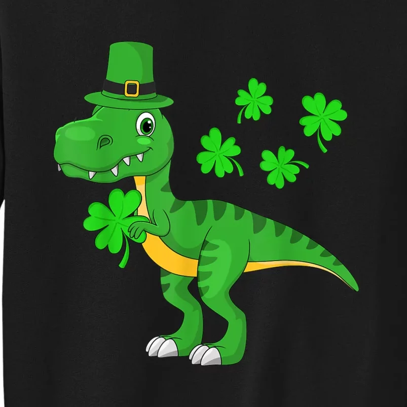 Cute St Patricks Day Dinosaur Shamrock Leprechaun Hat Tall Sweatshirt