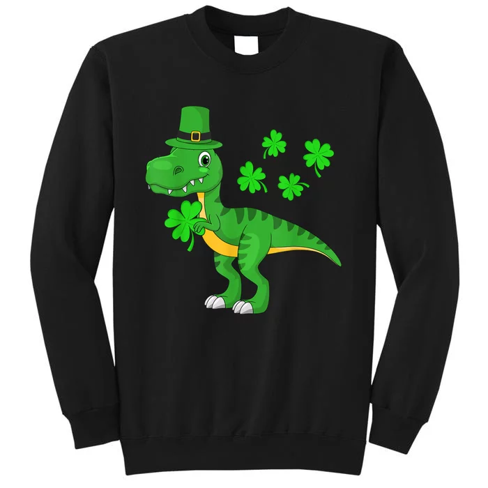 Cute St Patricks Day Dinosaur Shamrock Leprechaun Hat Tall Sweatshirt