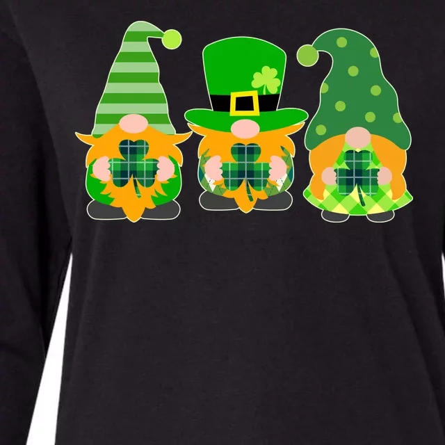 Cute St Patrick's Day Shamrock Gnomes Multi Patterns Womens Cotton Relaxed Long Sleeve T-Shirt