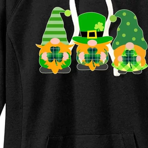 Cute St Patrick's Day Shamrock Gnomes Multi Patterns Women's Fleece Hoodie