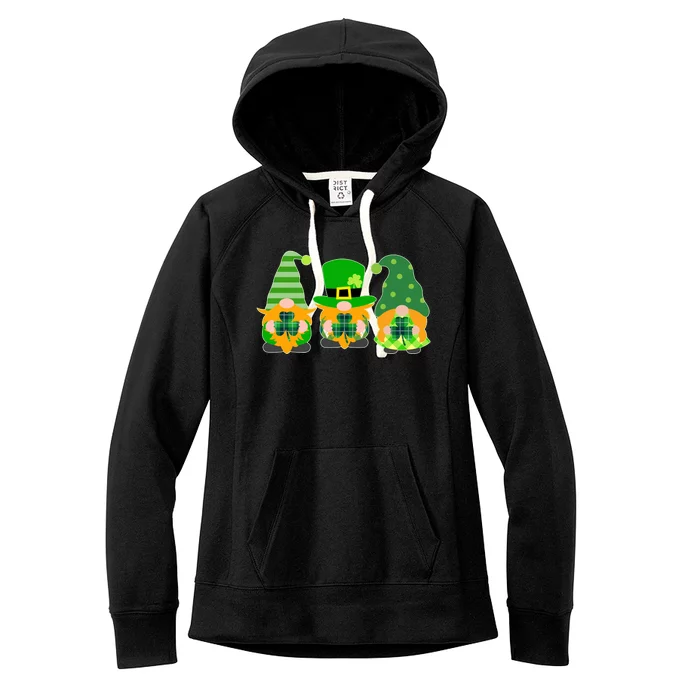 Cute St Patrick's Day Shamrock Gnomes Multi Patterns Women's Fleece Hoodie