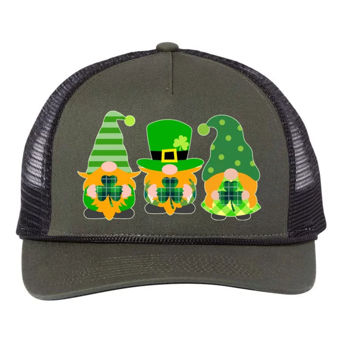 Cute St Patrick's Day Shamrock Gnomes Multi Patterns Retro Rope Trucker Hat Cap