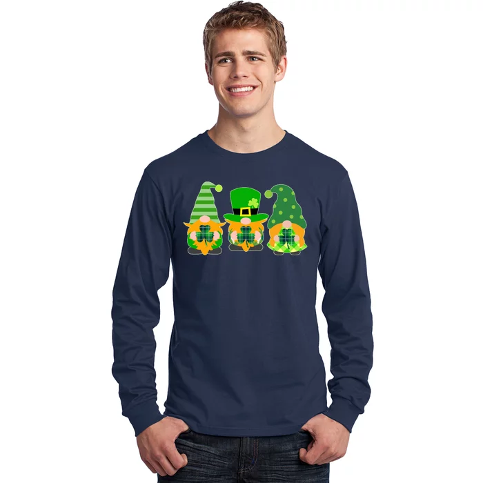 Cute St Patrick's Day Shamrock Gnomes Multi Patterns Long Sleeve Shirt