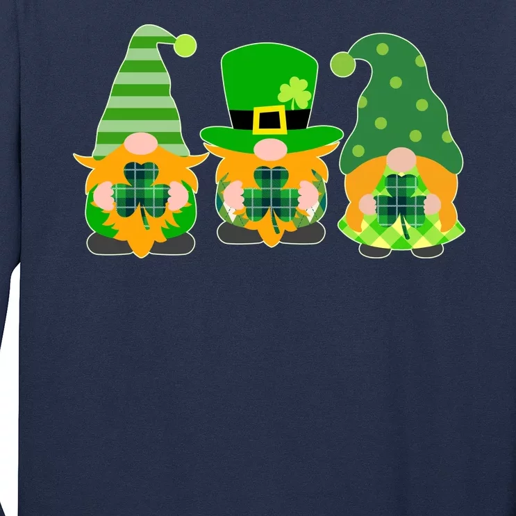 Cute St Patrick's Day Shamrock Gnomes Multi Patterns Long Sleeve Shirt